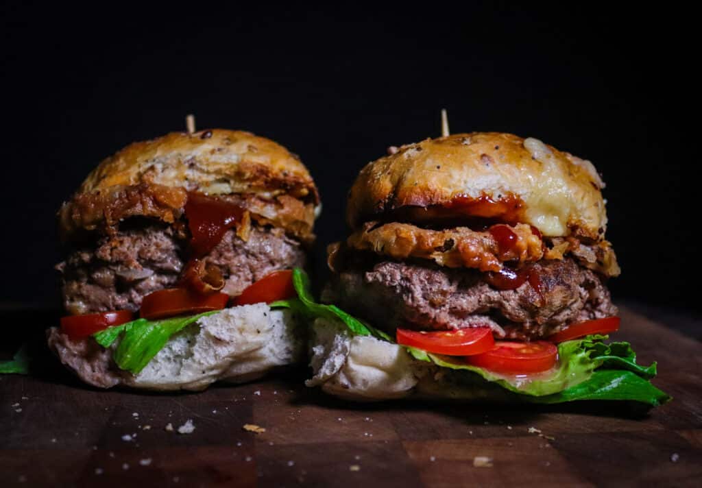 Wild Tahr Burger with Smoked Cheddar & Fried Onions - Premium Game